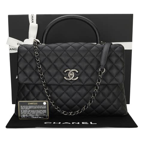 chanel coco handle black caviar